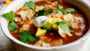 Hearty Slow Cooker Tortilla Chicken Soup With Crunchy Toppings