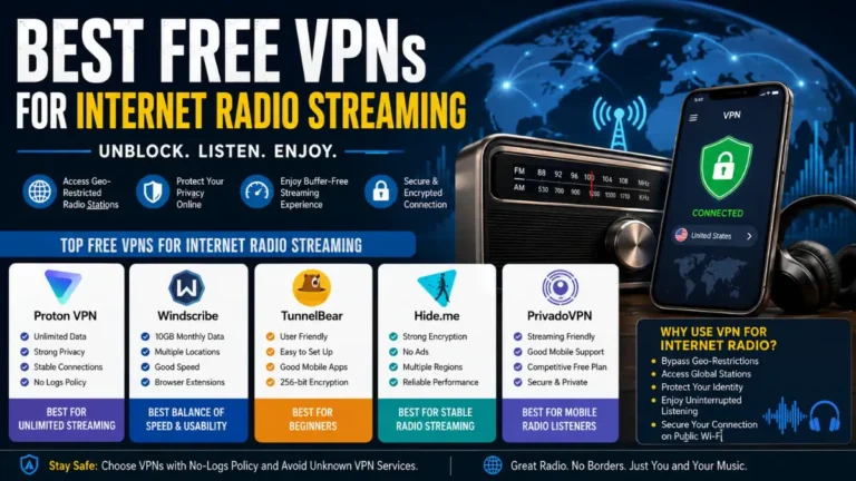 Best Free VPNs for Internet Radio Streaming in 2026: Why Millions of Listeners Are Turning to Virtual Networks 4 Best Free VPN for Internet Radio Streaming