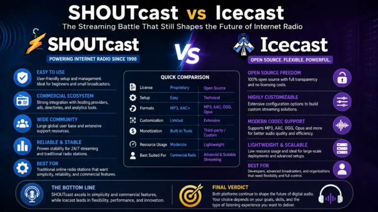 SHOUTcast vs Icecast Comparison 3 SHOUTcast vs Icecast Comparison