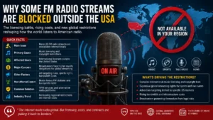 Why Some FM Radio Streams Are Suddenly Blocked Outside the USA — The Licensing Battle Reshaping Global Radio Access 2 Why Some FM Radio Streams Are Blocked Outside the USA