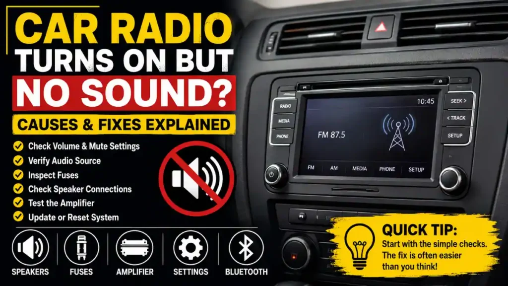 Car radio turns on but no sound from Speakers